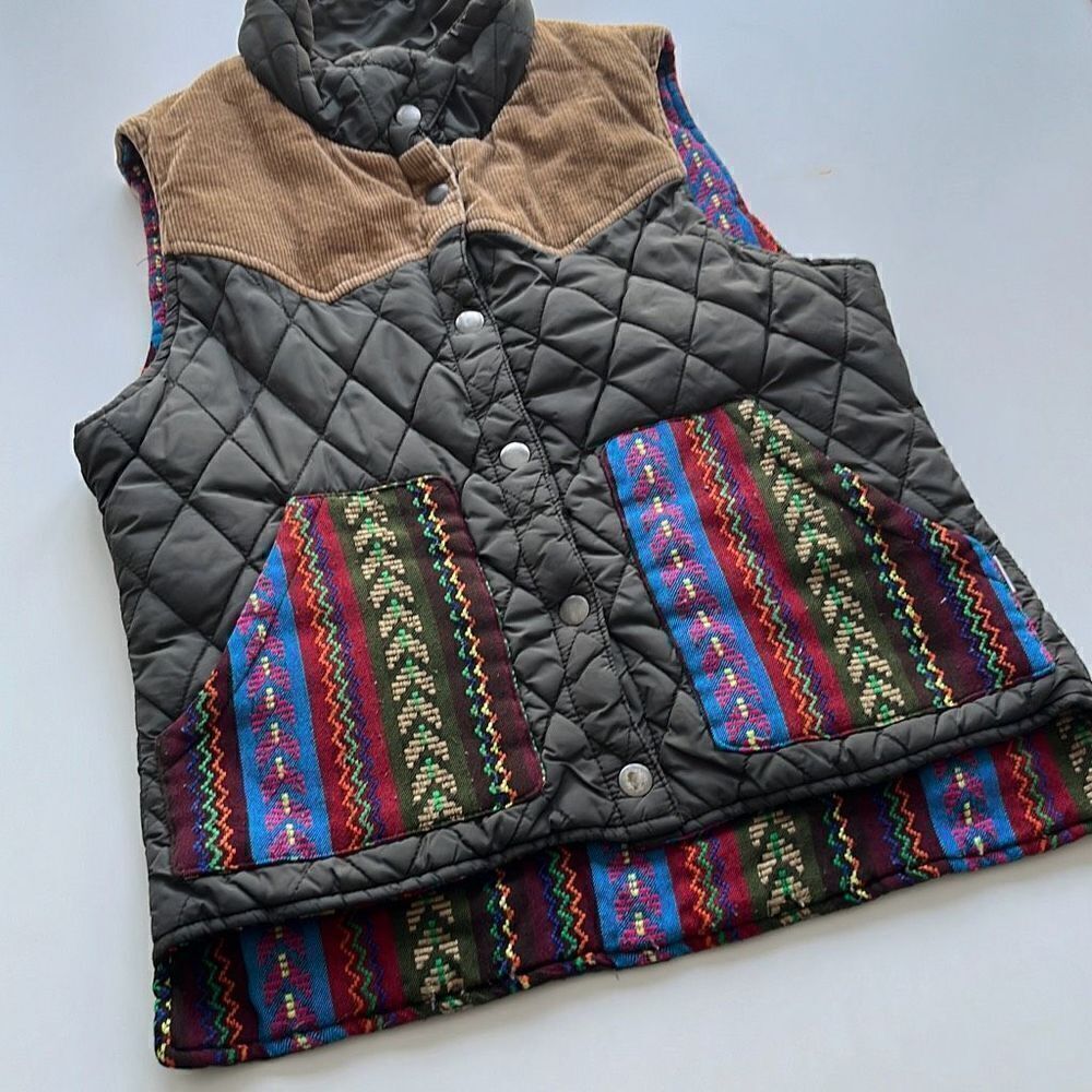 Vintage Element Womens Multicolor Fair Isle Snap Button Front Vest Jacket Size P